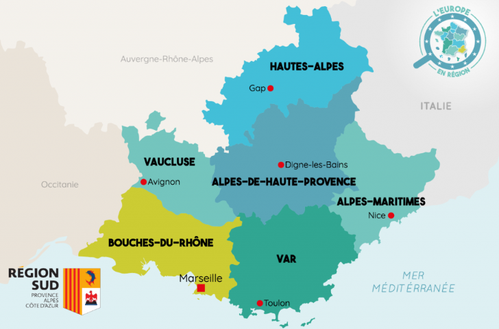 Carte de la région PACA - Zone d'intervention BSS